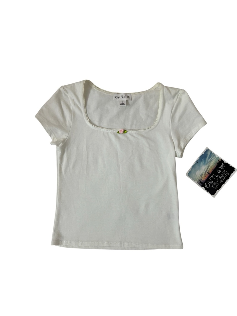Coquette White Baby Pink Rose Tee
